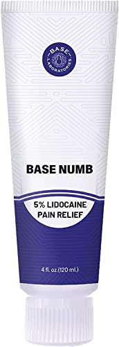 Base Laboratories 5% Lidocaine Numbing Cream - Fast Pain Relief for Tattoos & Waxing - 4 FL oz