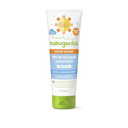 Babyganics SPF 50 Mineral Sunscreen Lotion - UVA/UVB Protection, Fragrance & Tear Free - 8 oz