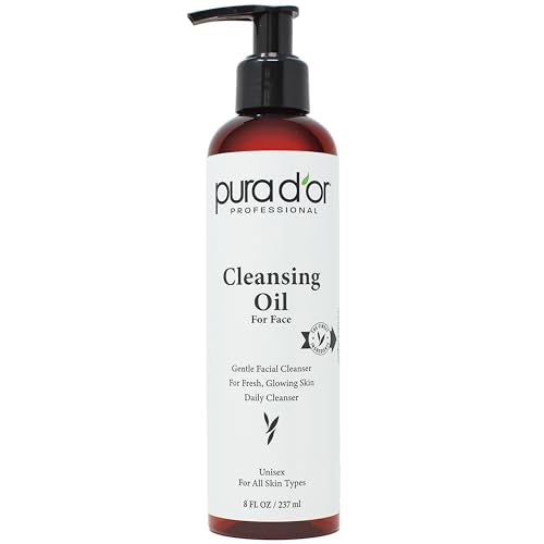 PURA D'OR Facial Cleansing Oil - Nourishing Botanical Blend, Hydrating & Gentle - 8oz