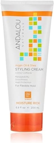 Andalou Naturals Hair Styling Cream - Moisture-Rich with Argan Oil & Shea Butter - 6.8 Fl Oz