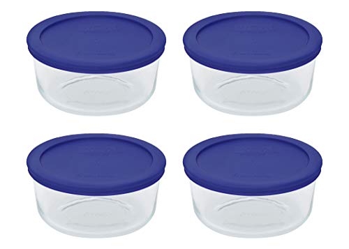 Pyrex Food Storage Containers - BPA Free, Keeps Food Fresh, Dishwasher Safe - 4 Cup, Pack of 4