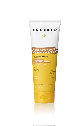 Alaffia Coconut Reishi Body Lotion - Deep Hydration, Fair-Trade Ingredients, Vanilla Scent - 8oz