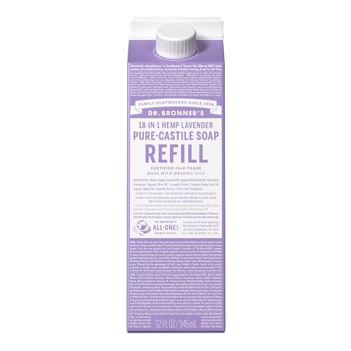 Dr. Bronner's Body Soap Refill - Organic Ingredients, 82% Less Plastic - Lavender, 32oz