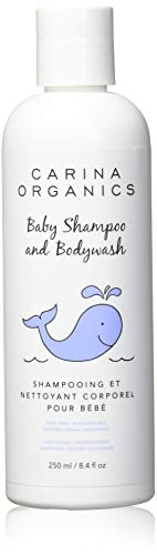 Carina Organics Baby Shampoo & Body Wash - Tear-Free, Hypoallergenic, Vegan - 8.4oz