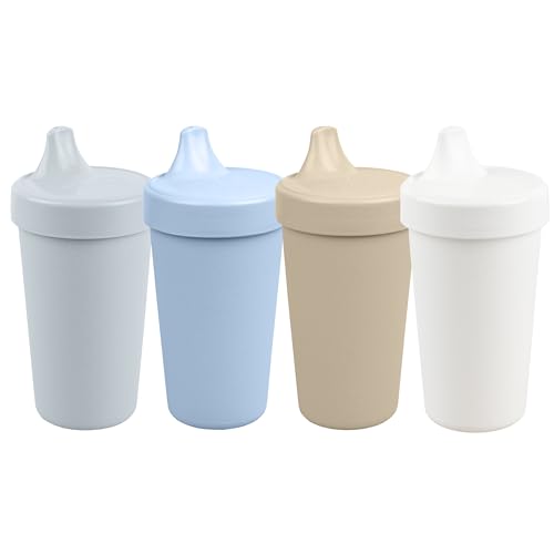 Re-Play Reusable Sippy Cups - Durable, Leak-Proof, Dishwasher Safe - 10oz, Pack of 4, Glacier