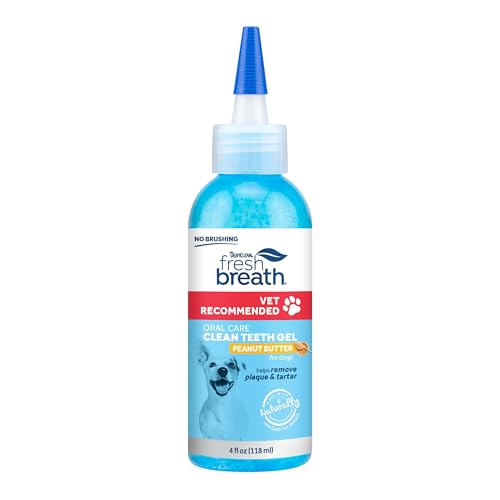 TropiClean Dog Dental Care Gel - Vet Recommended for Plaque Removal, Peanut Butter Flavor - 4oz