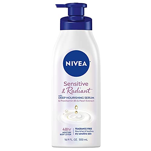 NIVEA Body Lotion - 48-Hour Moisture, Hypoallergenic, Radiant Skin Formula - 16.9 Fl Oz Pump