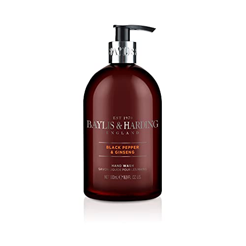 Baylis & Harding Liquid Hand Soap - Rich Black Pepper & Ginseng Scent, Vegan & Recyclable - 16.9oz