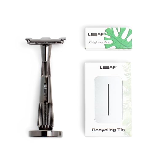 Leaf Shave Twig Razor Set - Precision Shaving, Steel Blade Refills, Zero-Waste Recycling - Mercury