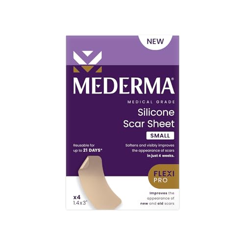 Mederma Scar Cream - Improves Appearance of Old & New Scars, Breathable Silicone Sheets - 4 Count