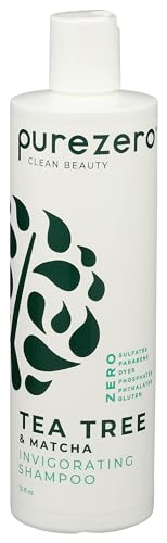 Purezero Tea Tree & Matcha Shampoo - Invigorating Scalp Treatment, Vegan, Cruelty-Free - 12 oz