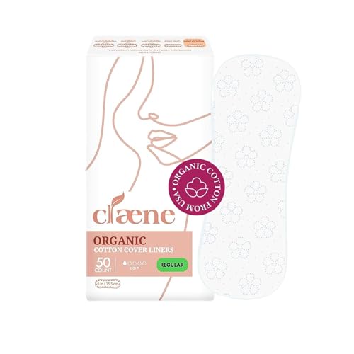 Claene Organic Cotton Panty Liners - Ultra-Thin, Hypoallergenic, Breathable - 50 Count