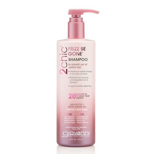 GIOVANNI 2chic Frizz Be Gone Shampoo - Anti-Frizz, Color Safe, Nourishing Formula - 24oz