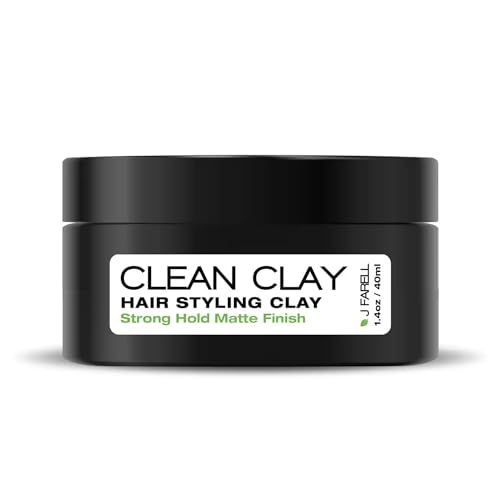 J FARELL Hair Clay - 100% Natural, Fungal Acne Safe, Paraben & Cruelty Free - 1.4 oz, Black