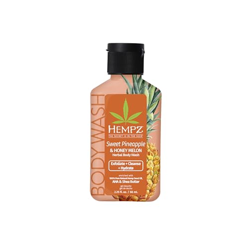 Hempz Mini Body Wash - Moisturizing Shower Gel with Hemp Seed Oil, 2.25 oz, Pineapple Melon