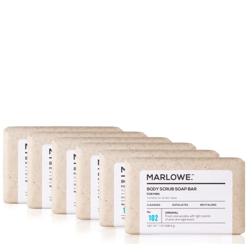 MARLOWE. No. 102 Men's Body Scrub - Exfoliating Bar with Natural Ingredients, 7oz (6 Bars)