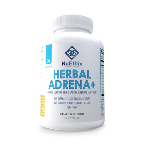 NuEthix Herbal Adrena+ Supplement - Supports Energy, Mood & Stress Relief, 30 Servings