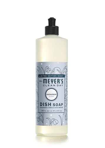 Mrs. Meyer's Clean Day Dish Soap - Seasonal Snowdrop Scent, Cruelty-Free, 16 fl. oz