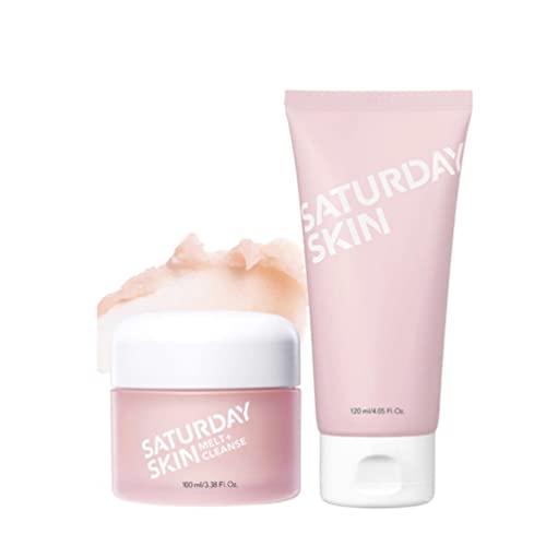 Saturday Skin Facial Cleanser Bundle - 3-Phase Makeup Remover, Hypoallergenic, 7 Peptides - 4.5oz