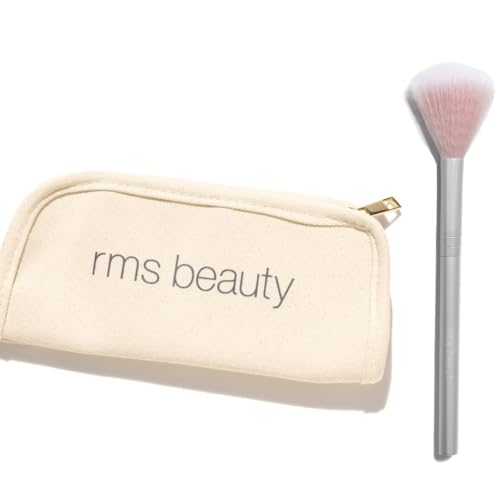 RMS Beauty Makeup Brush - Luxurious Vegan Bristles, Perfect for Highlighter & Blush - 2-in-1 Bag