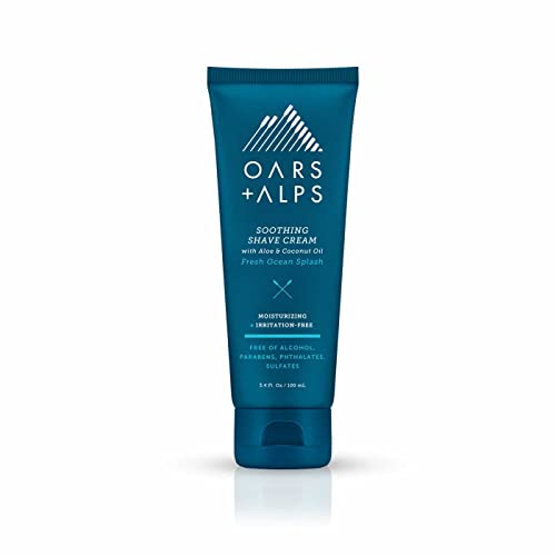 Oars + Alps Men's Shaving Cream - Moisturizing Aloe & Coconut Oil, Fresh Ocean Splash - 3.4 Oz