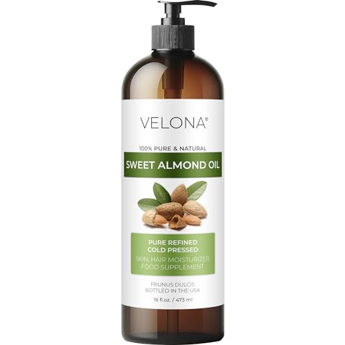 velona Sweet Almond Oil - 100% Pure Moisturizer for Skin & Hair, Cold Pressed - 16oz