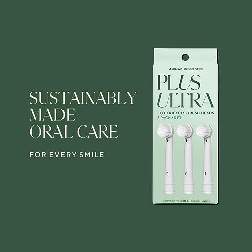 PLUS ULTRA Oral-B Compatible Toothbrush Replacement Heads - Soft Bristles, PFAS-Free - 3 Pack