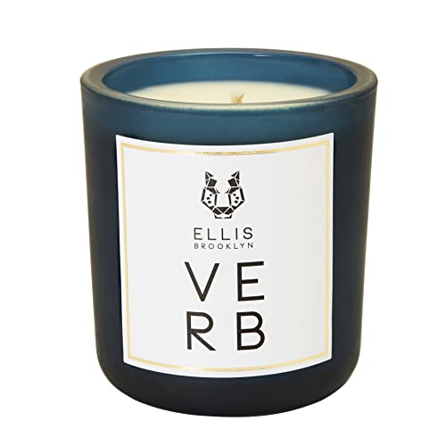 Ellis Brooklyn Verb Scented Candle - Bright Bergamot & Basil, 50-60 Hour Burn, Handmade Glass