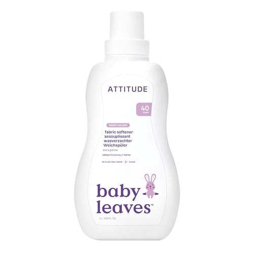 ATTITUDE Baby Fabric Softener - Plant-Based, Dermatologically Tested, Sweet Lullaby, 33.8 Fl Oz