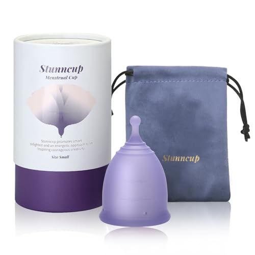 Stunncup Menstrual Cup - Leak-Proof, Medical Grade Silicone, Comfort for 12 Hours - Violet, Small