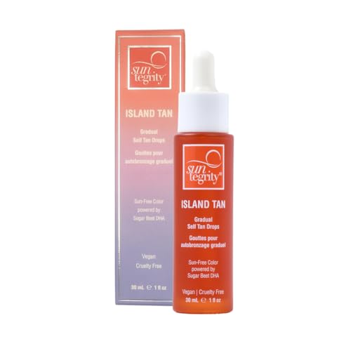 Suntegrity Island Tan Gradual Self Tan Drops - Customizable Glow with Organic Ingredients - 1oz