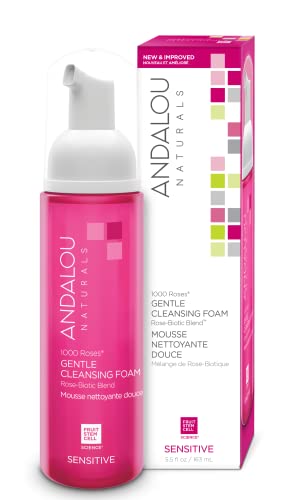 Andalou Naturals Gentle Cleansing Foam - Hydrating Rose-Biotic Blend, Soothes & Protects - 6.7oz