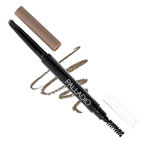 Palladio Brow Definer Pencil - Defines & Fills Brows, Botanical Infused, Retractable - Taupe