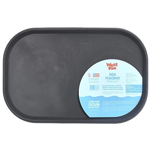 West Paw Seaflex Dog Placemat - Less Mess Feeding, Non-Toxic, Dishwasher Safe - Sea Fog, 21x13.5in