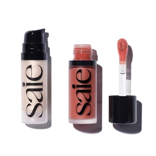 Saie Mini Glowy Super Gel & Dew Blush Duo - Hydrating Luminizer & Buildable Tint - 0.5oz + 0.40oz