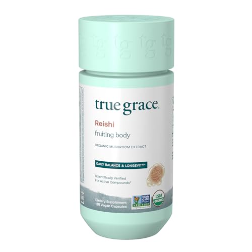 True Grace Reishi Mushroom Supplement - Immune Support, Organic, 120 Capsules