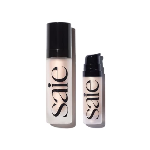 Saie Glowy Super Gel Illuminator - Boosts Radiance, Hydrating Ingredients - 1 fl oz + 0.5 fl oz