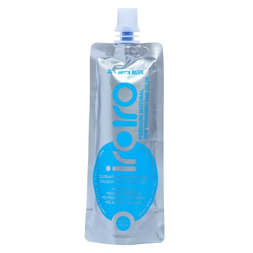 IROIRO Hair Dye - Vibrant Color, 95% Natural Ingredients, Nourishing Coconut Oil - 4oz Neon Blue