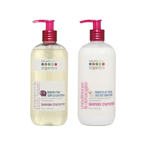 Nature's Baby Shampoo & Conditioner - Gentle Formula for Sensitive Skin, Organic - 16oz Combo Pack