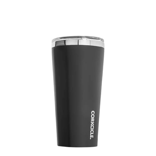 Corkcicle Classic Tumbler - Keeps Drinks Cold 9+hrs, Hot 3hrs, 24oz, Matte Black