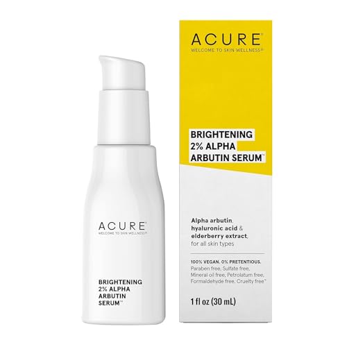 Acure Face Serum - Brightens Skin, Reduces Dark Spots, 100% Vegan with Hyaluronic Acid - 1 Fl Oz