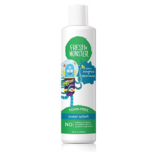 Fresh Monster 2-in-1 Kids Shampoo & Body Wash - Toxin-Free, Hypoallergenic, Ocean Splash - 8.5oz