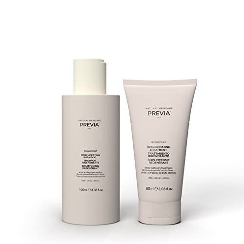 Previa Hair Care Set - Regenerating Shampoo & White Truffle Treatment for Damaged Hair - 5.4oz