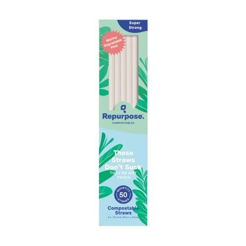 Repurpose Compostable Straws - Durable, Plant-Based Material, 50 Count, Certified Compostable