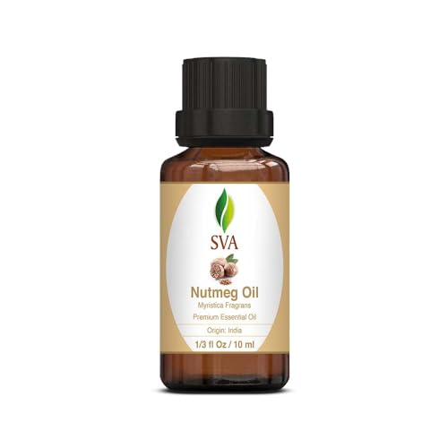 SVA Nutmeg Essential Oil - Skin Nourishment, Aromatherapy, Hair Care - 1/3 Fl Oz