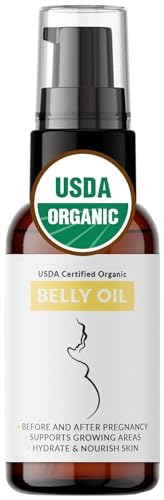 Organic Belly Oil - USDA Certified Nutrient-Rich Hydration for Scars & Stretchmarks - 1 Fl Oz