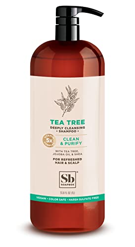 Soapbox Tea Tree Shampoo - Purifying, Vegan & Cruelty-Free, Color Safe - 33.8oz (3-Pack)