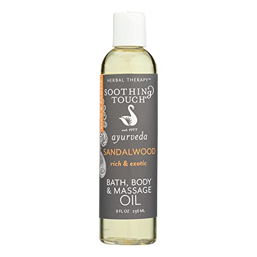 Soothing Touch Body Oil - Natural Herbal Relaxation for Bath & Massage, Sandalwood - 8oz