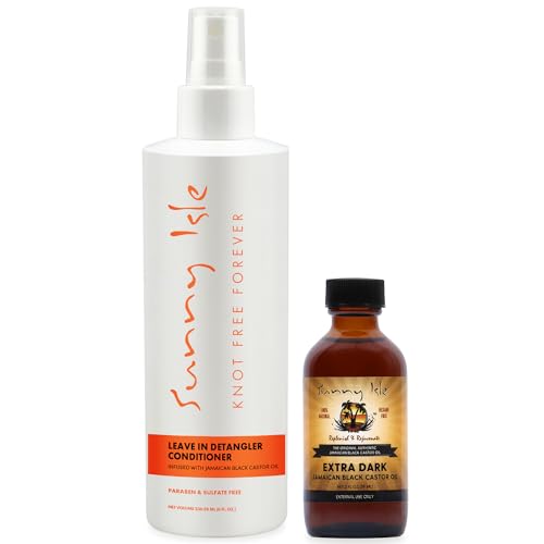Sunny Isle Hair Care Set - Moisturizes & Stimulates Growth, Frizz Control - 8oz & 2oz
