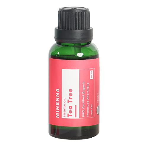 Mihenna Tea Tree Essential Oil - 100% USDA Organic, Therapeutic Grade, 30ml Glass Bottle